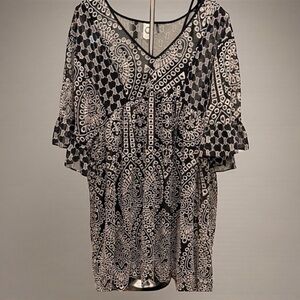 Anthropology Akemi+Kin‎ Black/White Embroidered Mini Dress Whimsigoth Size 0